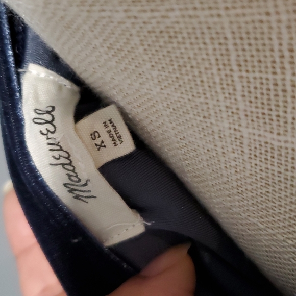 BEAUTIFUL MADEWELL VALVET BLUE LONG SLEEVE BLOUSE - Picture 6 of 6